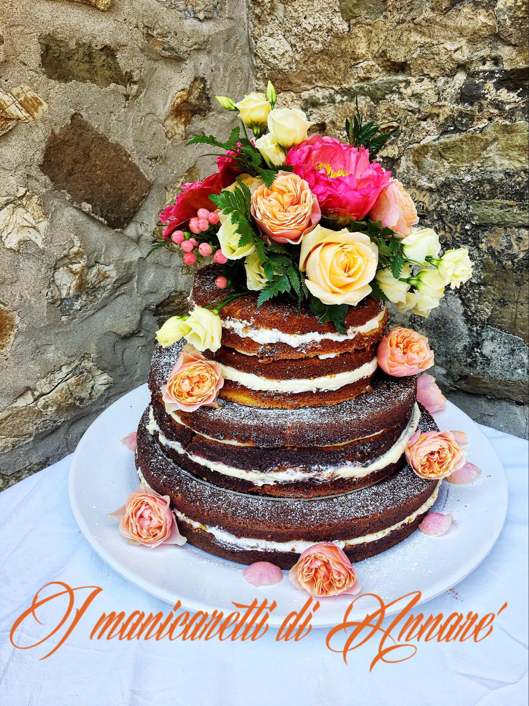 Wedding flower nude cake