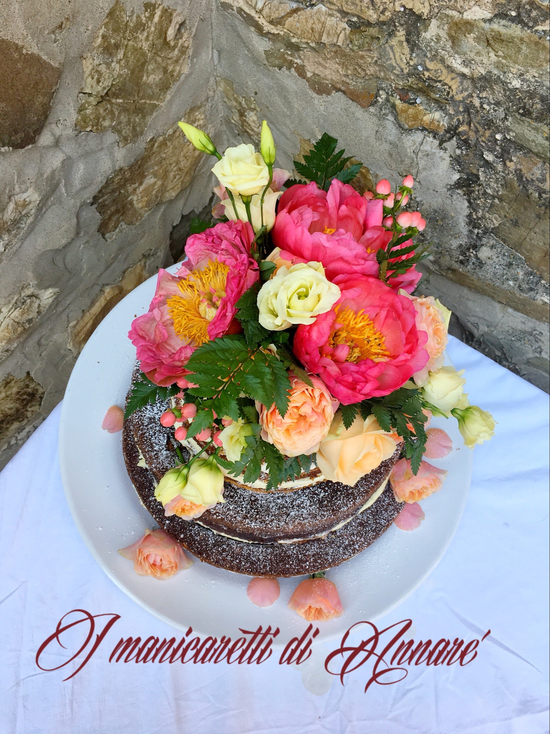 Wedding flower nude cake