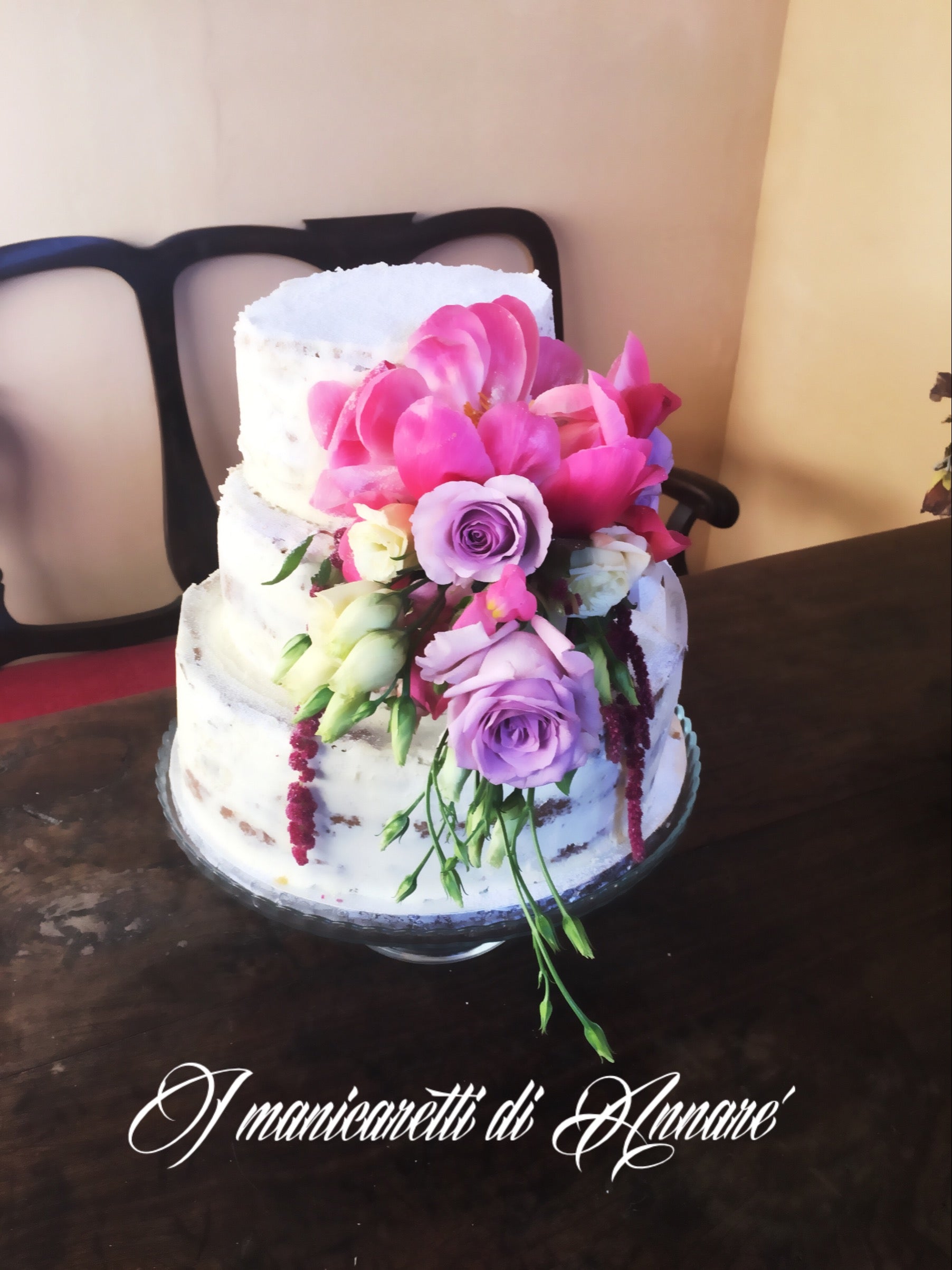 Wedding nude cake flowers