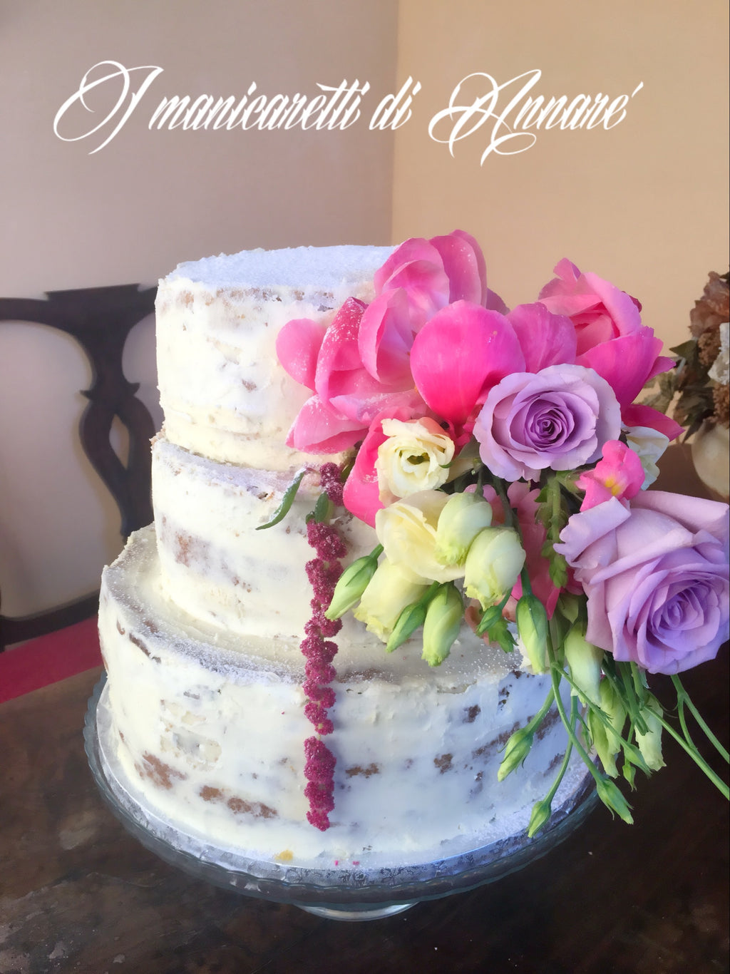 Wedding nude cake flowers